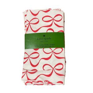 Kate Spade New York Red Bow Print Cloth Napkins – Set of 6 – 19 x 19 In – New